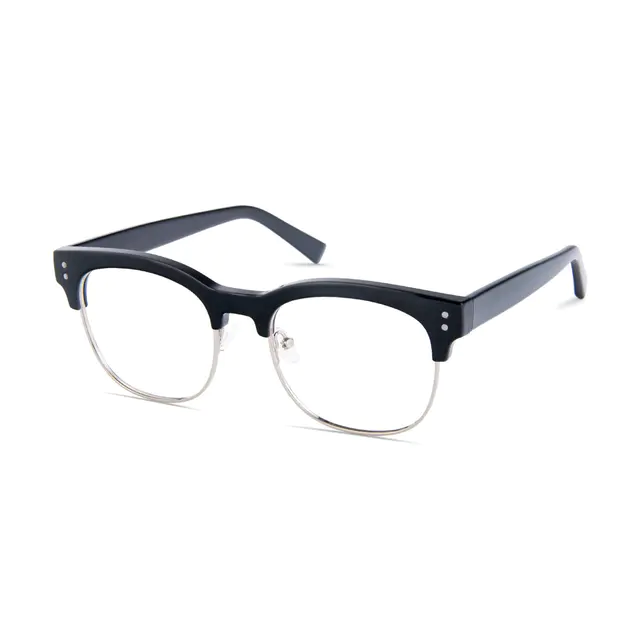 Browline Black Silver Eyeglasses