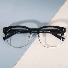 Browline Black Silver Eyeglasses