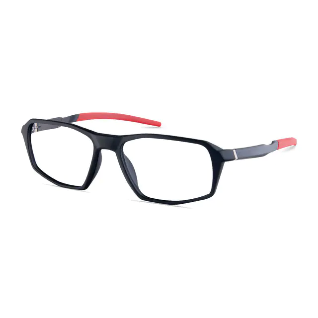 Rectangle Black/Red Sport Eyeglasses