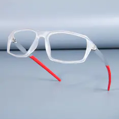 Rectangle Clear/Red Sport Eyeglasses