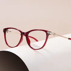 Cat-eye Transparent Red Eyeglasses