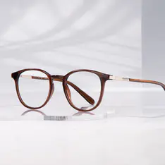 Round Brown/Gold Eyeglasses