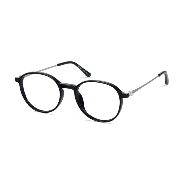 Round Black/Silver Eyeglasses
