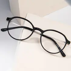 Round Black/Silver Eyeglasses