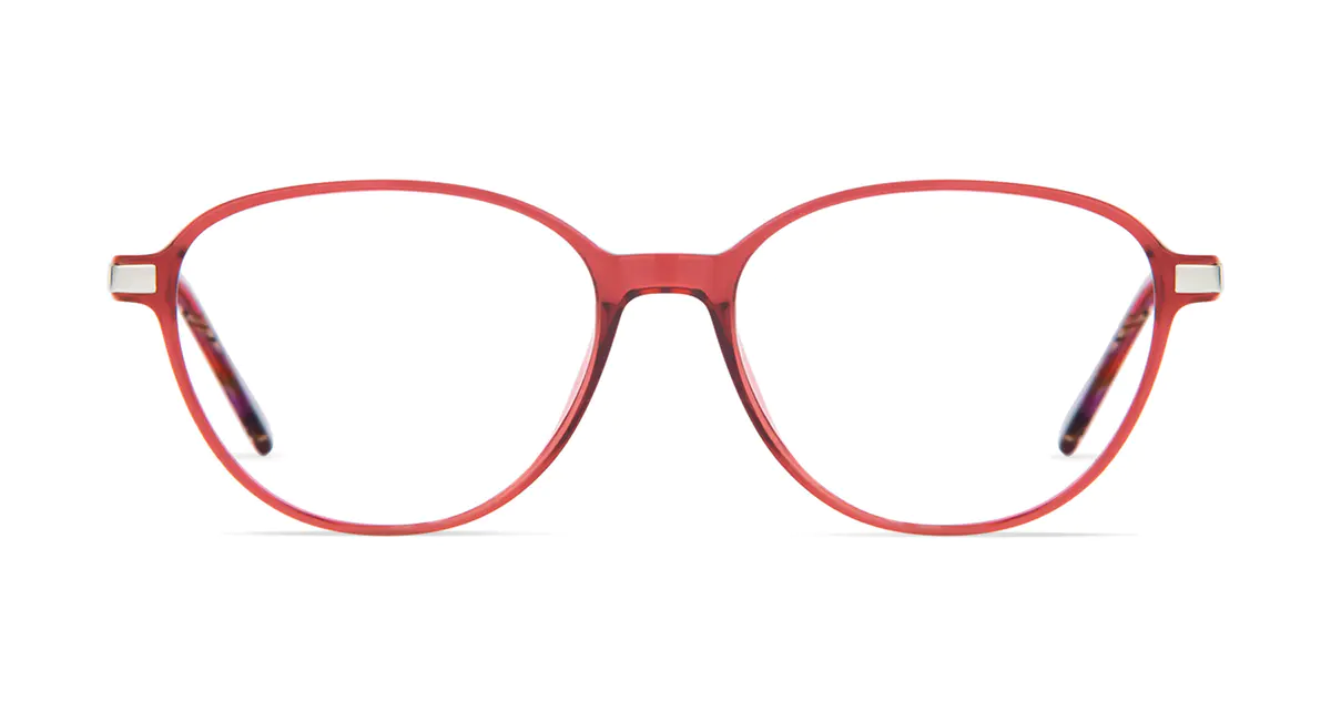 Round Transparent Red Eyeglasses