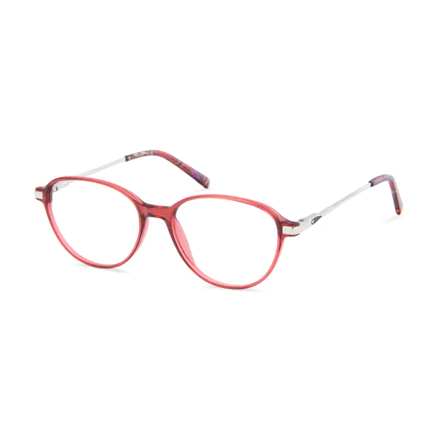 Round Transparent Red Eyeglasses
