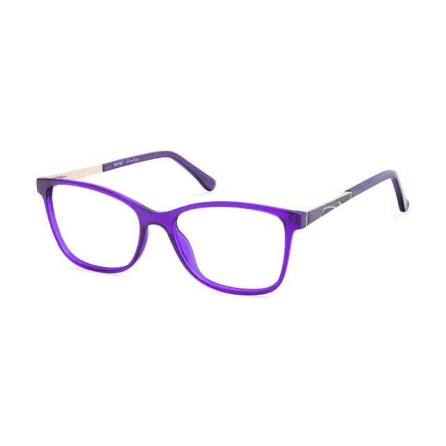 Rectangle Transparent Purple Eyeglasses