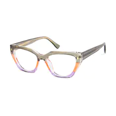 Square Transparent Green Eyeglasses