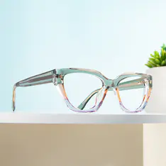 Square Transparent Green Eyeglasses