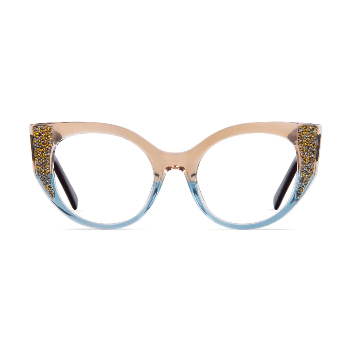 Cat-eye Transparent Amber/Transparent Blue Eyeglasses