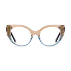 Cat-eye Transparent Amber/Transparent Blue Eyeglasses