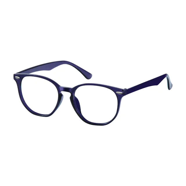 Round Blue Eyeglasses