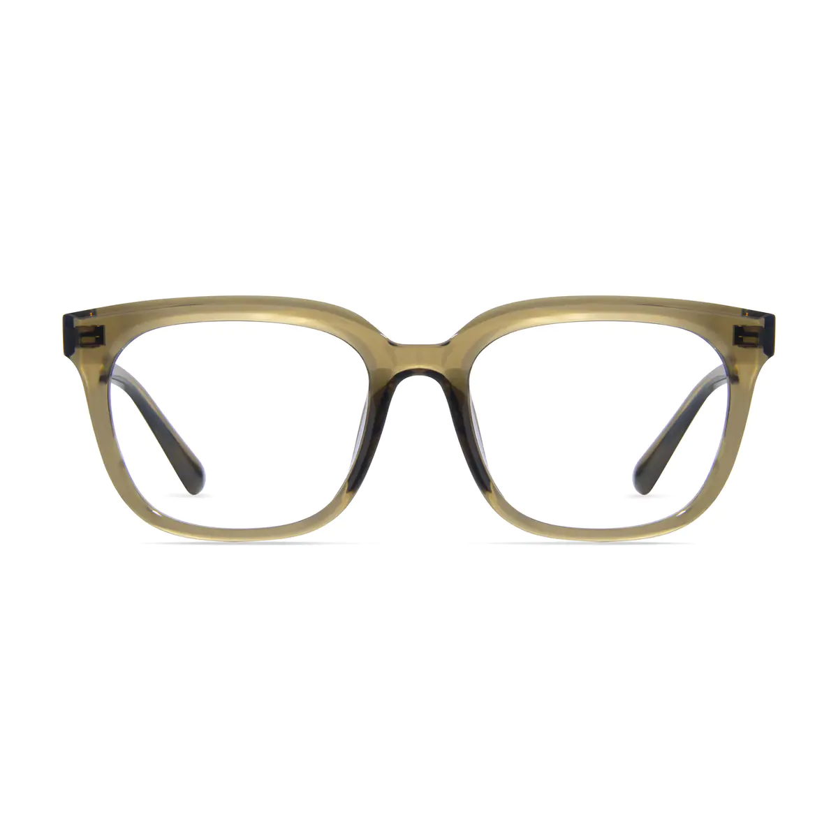 Square Transparent Green Eyeglasses