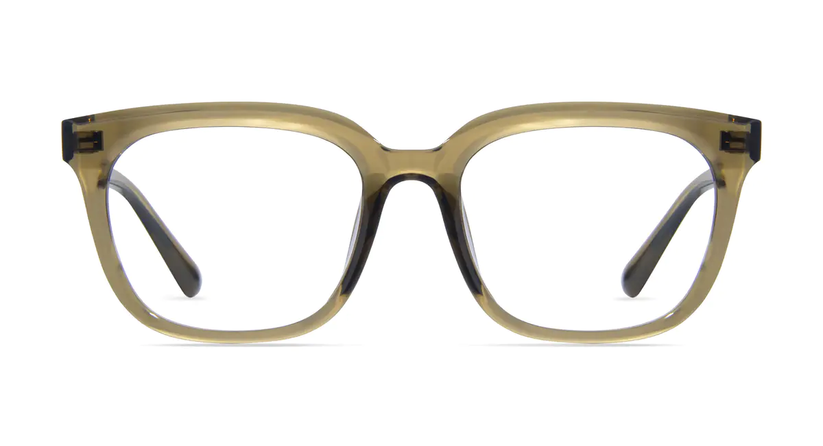 Square Transparent Green Eyeglasses