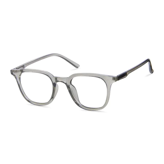 Square Transparent Gray Eyeglasses
