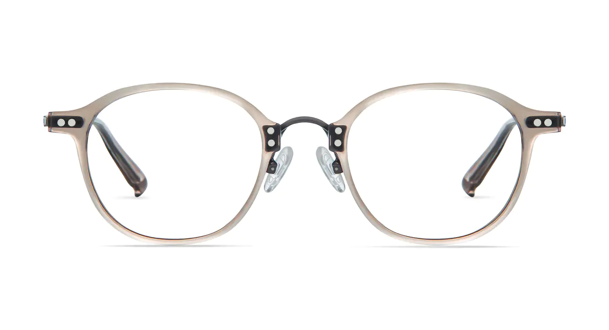 Round Transparent Gray Eyeglasses