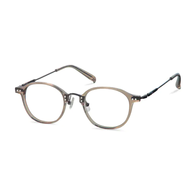 Round Transparent Gray Eyeglasses