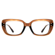 Rectangle Light Brown Eyeglasses