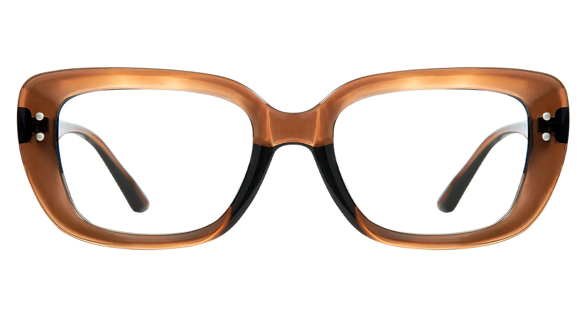 Rectangle Light Brown Eyeglasses