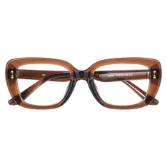Rectangle Light Brown Eyeglasses