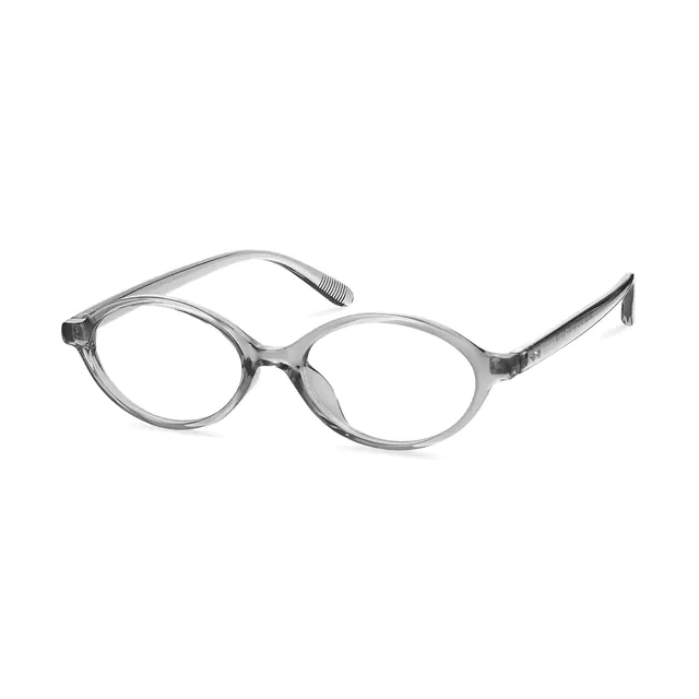 Oval Transparent Gray Eyeglasses