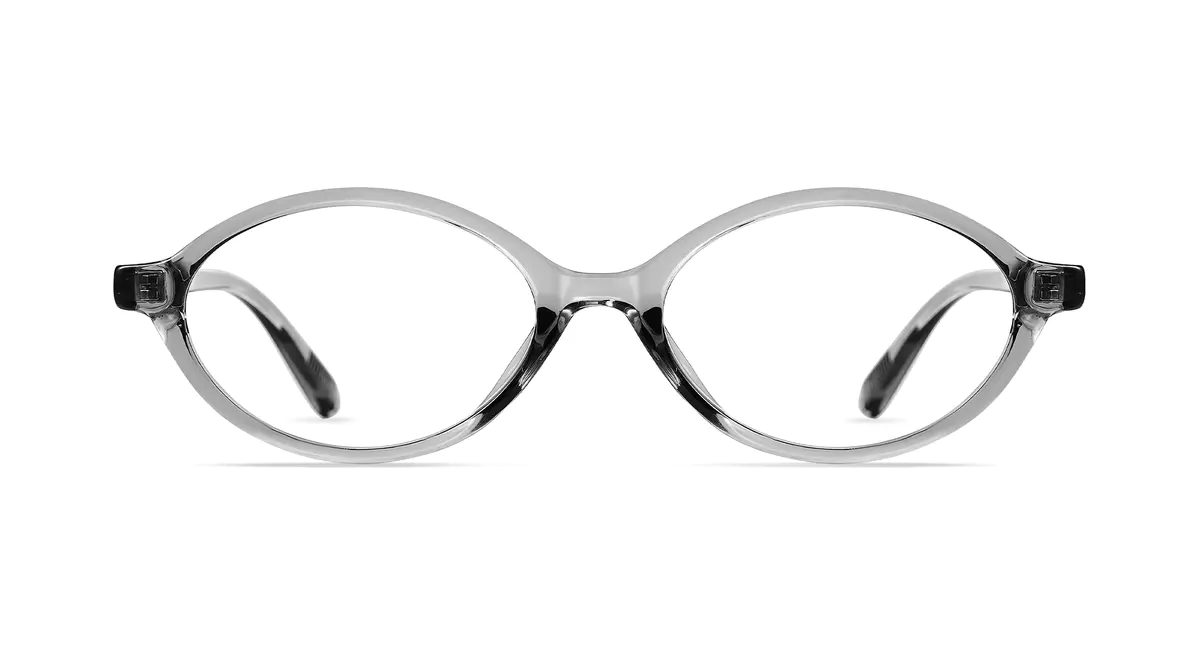 Oval Transparent Gray Eyeglasses