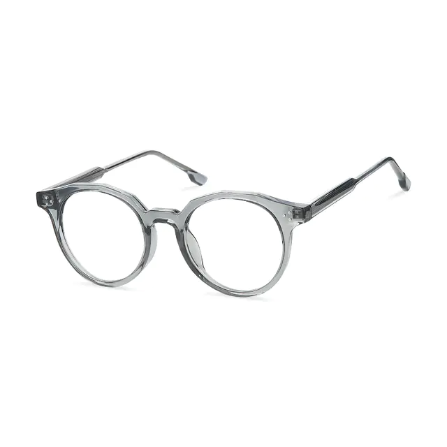 Round Transparent Gray Eyeglasses