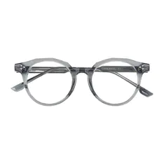 Round Transparent Gray Eyeglasses