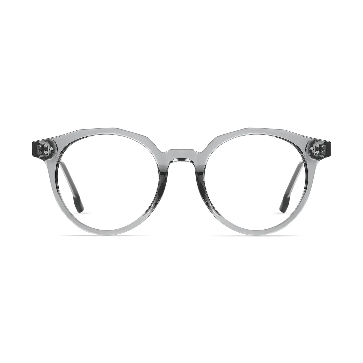 Round Transparent Gray Eyeglasses