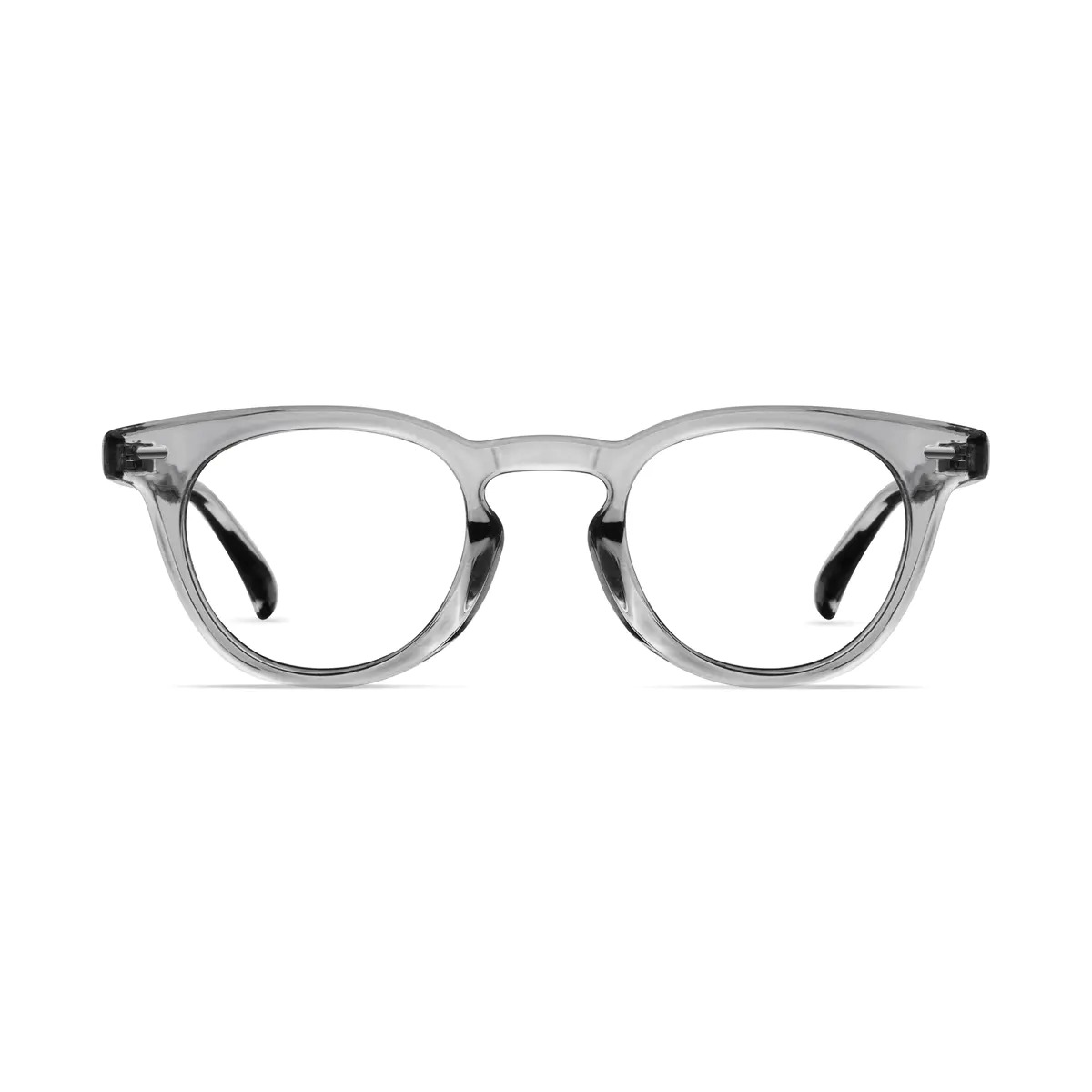 Round Transparent Gray Eyeglasses