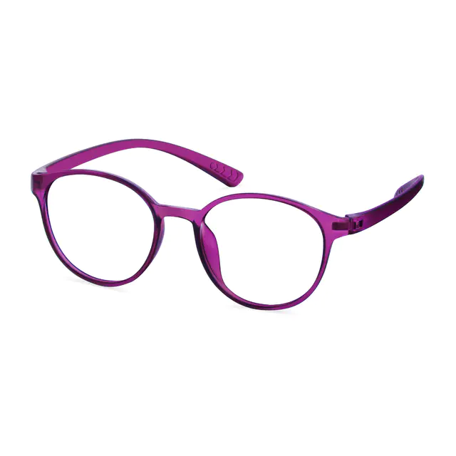 Round Transparent Purple Eyeglasses