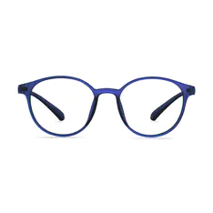 Round Transparent Blue Eyeglasses