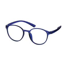 Round Transparent Blue Eyeglasses