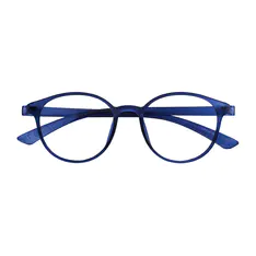 Round Transparent Blue Eyeglasses