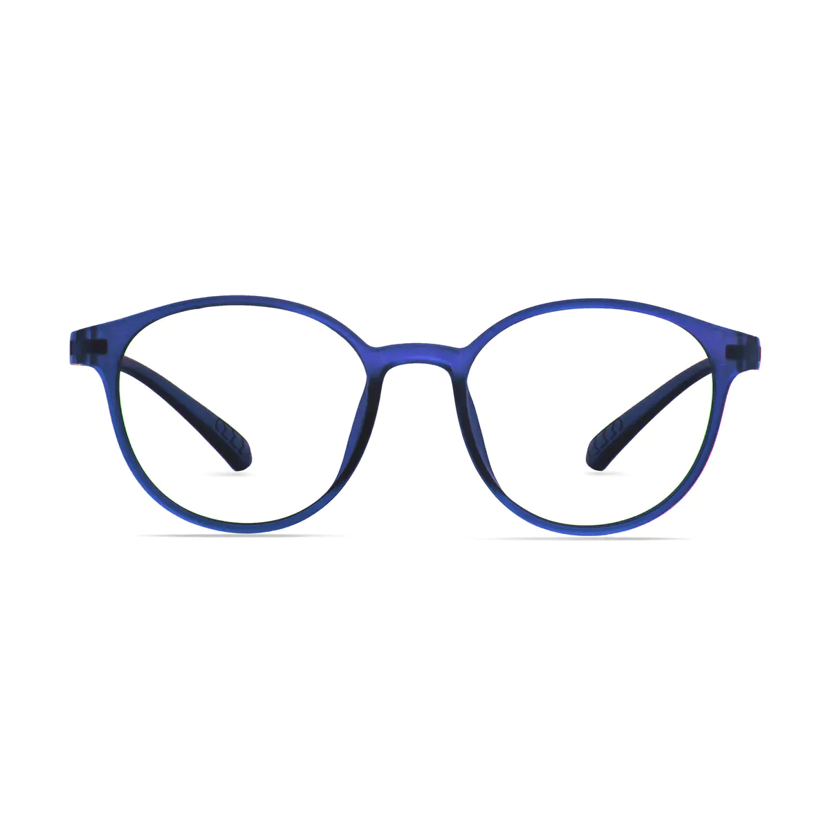 Round Transparent Blue Eyeglasses