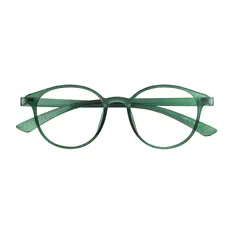 Round Transparent Green Eyeglasses