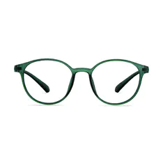 Round Transparent Green Eyeglasses