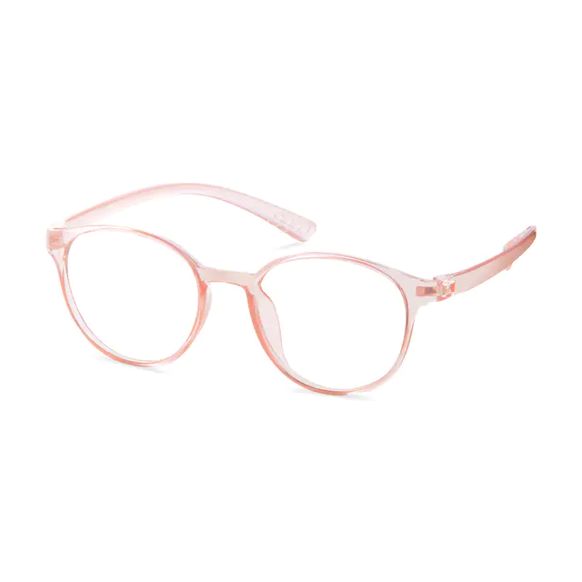 Round Transparent Pink Eyeglasses