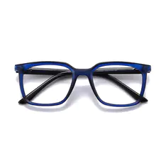 Square Transparent Blue Eyeglasses