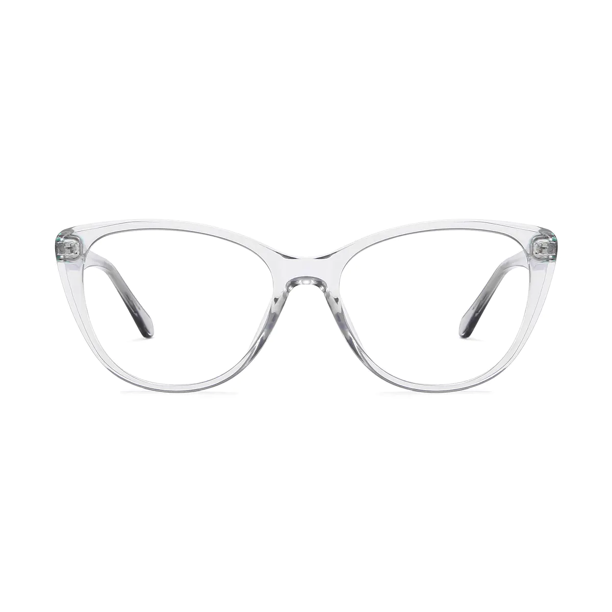 Cat-eye Transparent Gray/Green Eyeglasses