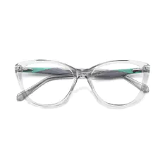 Cat-eye Transparent Gray/Green Eyeglasses