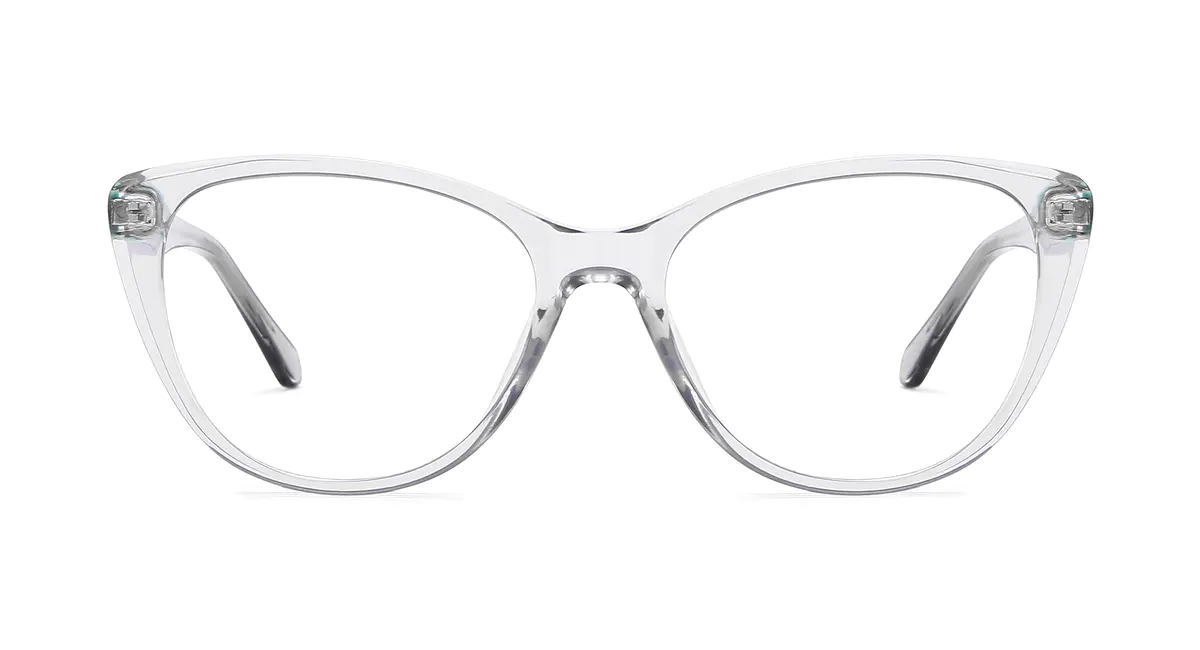 Cat-eye Transparent Gray/Green Eyeglasses