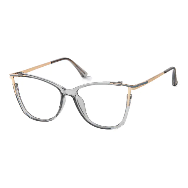 Cat-eye Transparent Gray Eyeglasses