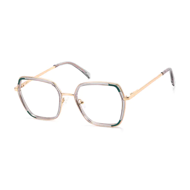 Geometric Transparent Gray Eyeglasses