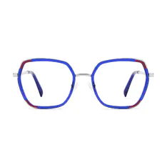Geometric Transparent Blue Eyeglasses