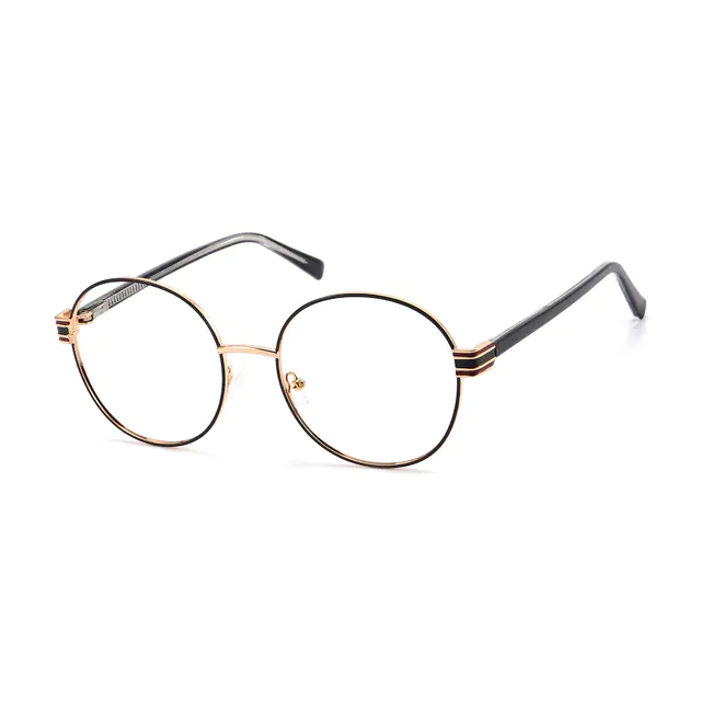 Round Black/Gold Eyeglasses