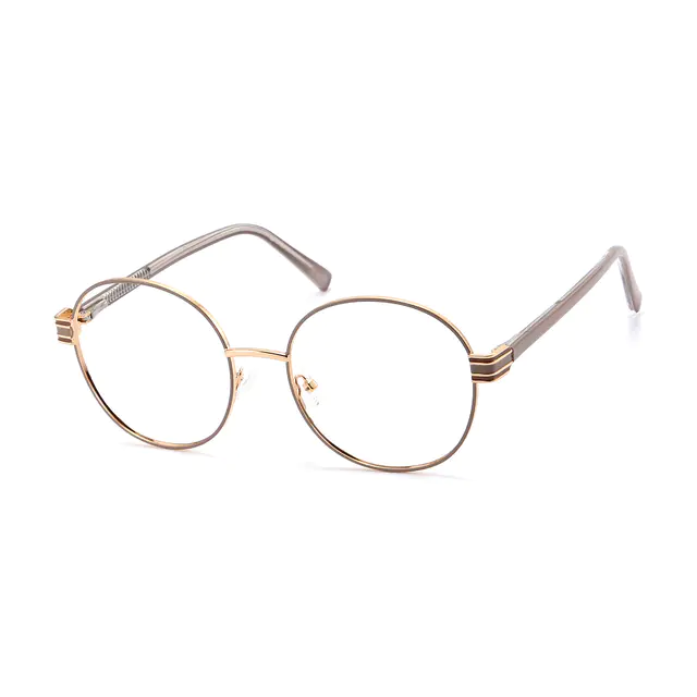 Round Gold/Brown Eyeglasses