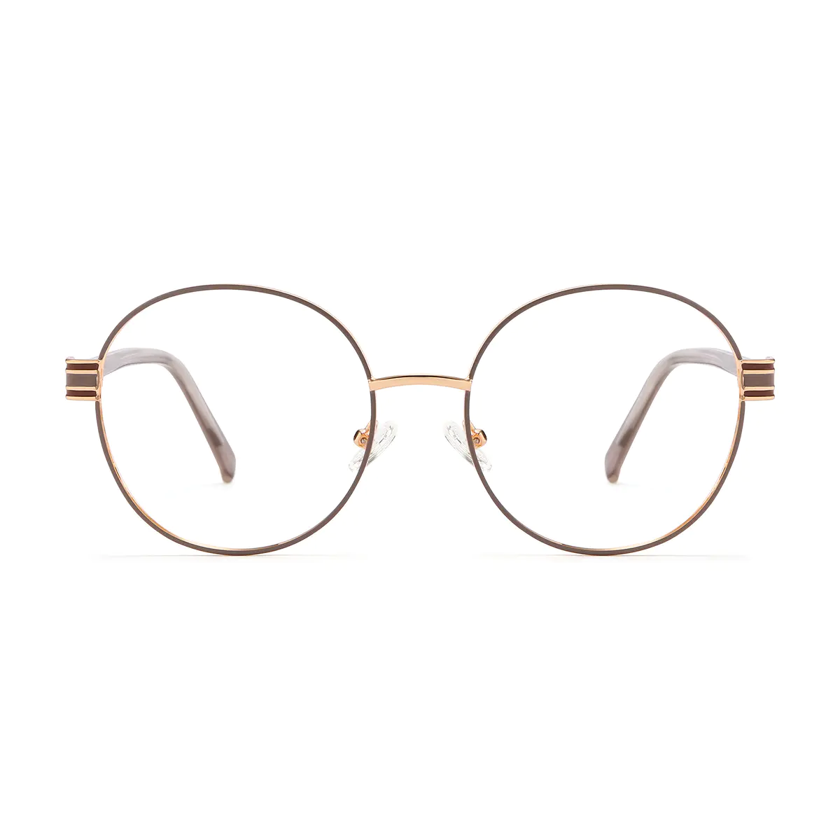 Round Gold/Brown Eyeglasses