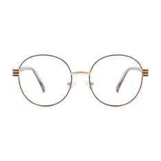 Round Gold/Brown Eyeglasses