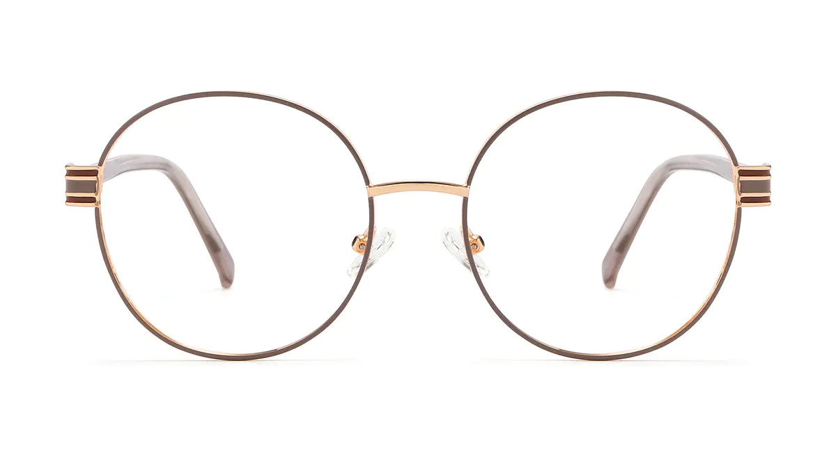 Round Gold/Brown Eyeglasses